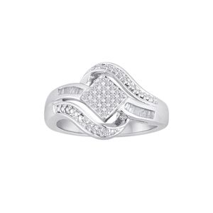 Sterling silver 1/6 cttw genuine diamond fashion ring